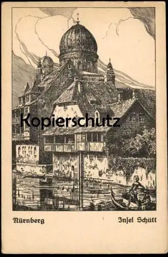 ALTE KÜNSTLER POSTKARTE NÜRNBERG INSEL SCHÜTT FEDERZEICHNUNG VIKTOR SCHMIGALLE JENA Ansichtskarte AK cpa postcard