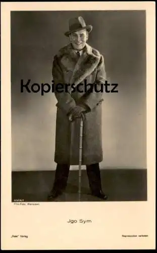 ALTE POSTKARTE JGO SYM IGO FILM-SCHAUSPIELER PELZ HUT ROSS VERLAG ATELIER FILM-FOTO WARSZAWA Warschau actor postcard