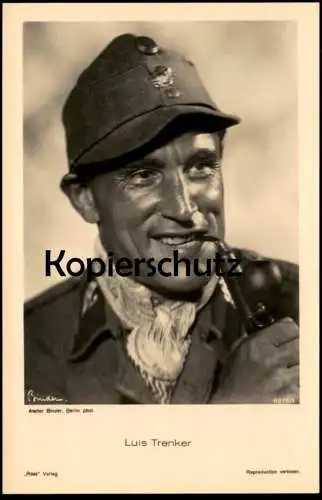 ALTE POSTKARTE LUIS TRENKER FILM-SCHAUSPIELER ATELIER BINDER BERLIN ROSS VERLAG Mütze Pfeife Bergführer actor postcard