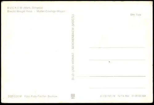 ÄLTERE POSTKARTE BUCKOW MÄRKISCHE SCHWEIZ MUTTER COURAGE SPEZEREIEN BRECHT-WEIGEL-HAUS Brandenburg Kreis Strausberg