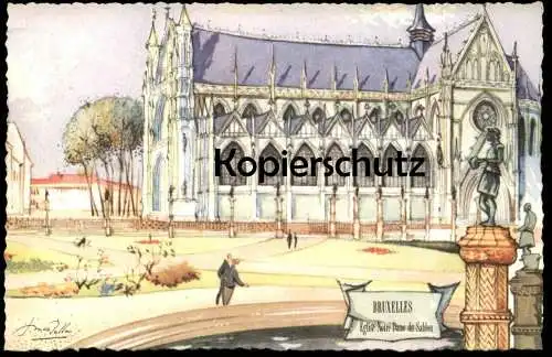 ÄLTERE KÜNSTLER POSTKARTE BRUXELLES EGLISE NOTRE-DAME SABLON BRUSSEL BRÜSSEL KIRCHE churcht cpa postcard Ansichtskarte