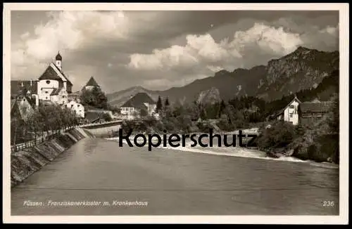 ALTE POSTKARTE FÜSSEN FRANZISKANERKLOSTER MIT KRANKENHAUS PANORAMA 1936 Hospital Ansichtskarte Bayern AK cpa postcard