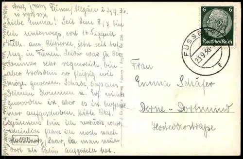 ALTE POSTKARTE FÜSSEN FRANZISKANERKLOSTER MIT KRANKENHAUS PANORAMA 1936 Hospital Ansichtskarte Bayern AK cpa postcard