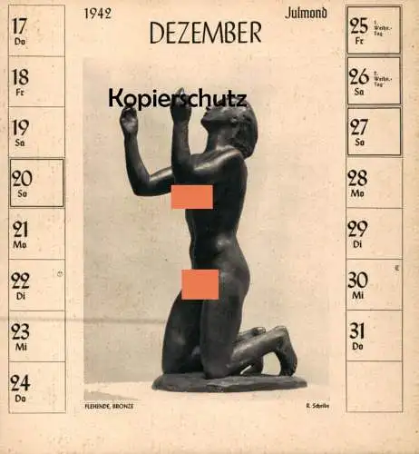 ALTE POSTKARTE RICHARD SCHEIBE FLEHENDE BRONZE FRAUENAKT 1942 DEUTSCHE PLASTIK Frau Brust Bildhauer sculpteur postcard