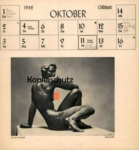 ALTE POSTKARTE FRITZ KLIMSCH 1942 DIE SCHAUENDE DEUTSCHE PLASTIK FRAUENAKT Bildhauer sculpteur sculptor AK cpa postcard