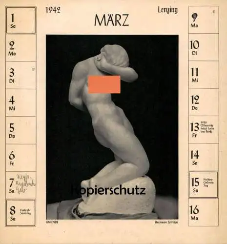 ALTE POSTKARTE HERMANN ZETTLITZER KNIEENDE 1942 DEUTSCHE PLASTIK Frau Brust Bildhauer Frauenakt sculptor postcard cpa AK
