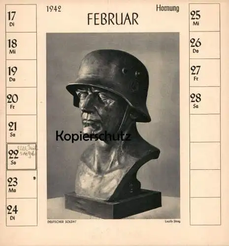 ALTE POSTKARTE LOUISE STREY 1942 BÜSTE DEUTSCHER SOLDAT DEUTSCHE PLASTIK Bildhauerin Luise sculpteur sculptor postcard