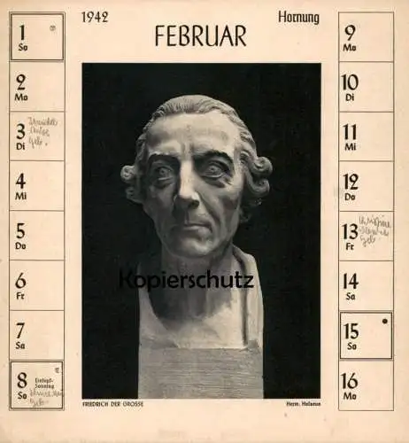 ALTE POSTKARTE HERMANN HOSAEUS 1942 BÜSTE FRIEDRICH DER GROSSE DEUTSCHE PLASTIK Bildhauer sculpteur sculptor postcard AK