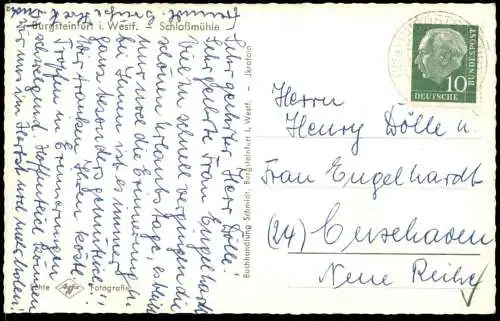 ÄLTERE POSTKARTE BURGSTEINFURT SCHLOSSMÜHLE FÜRSTLICHE MÜHLE MÜHLENRAD WASSERRAD Wassermühle moulin mill cpa postcard