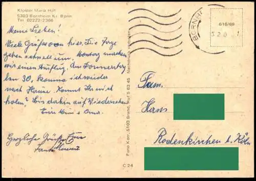 ÄLTERE POSTKARTE SPEISESAAL KLOSTER BORNHEIM MARIA HILF Standuhr grandfather clock couvent convent postcard cpa AK
