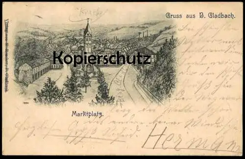 ALTE LITHO POSTKARTE GRUSS AUS BERGISCH GLADBACH MARKTPLATZ 1898 Ansichtskarte AK cpa postcard