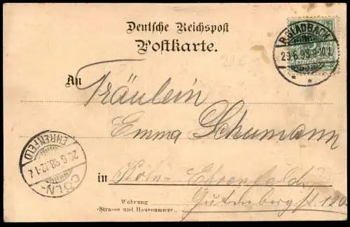 ALTE LITHO POSTKARTE GRUSS AUS BERGISCH GLADBACH MARKTPLATZ 1898 Ansichtskarte AK cpa postcard
