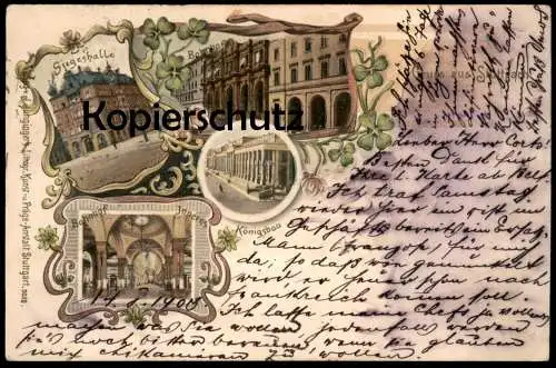 ALTE LITHO POSTKARTE GRUSS AUS STUTTGART SIEGESHALLE BAHNHOF INNERES KÖNIGSBAU 1900 Ansichtskarte AK cpa postcard
