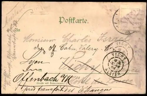 ALTE LITHO POSTKARTE HIPP HIPP HURRAH VON DEM OFFENBACHER RUDER-VEREIN OFFENBACH AM MAIN RUDERER Hessen Ansichtskarte