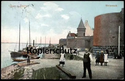 ALTE POSTKARTE REES AM RHEIN RHEINWERFT WERFT SCHIFFE BOOTE Schiff Boot Ansichtskarte AK cpa postcard