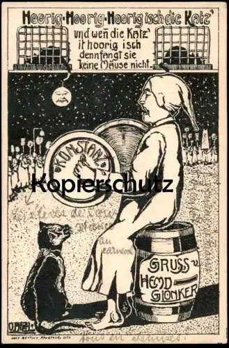 ALTE POSTKARTE GRUSS VOM HEMDGLONKER KONSTANZ HEMDGLUNKER HOORIG HOORIG ISCH DIE KATZ FASNACHT KARNEVAL Katze cat chat