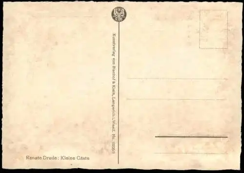 ALTE KÜNSTLER POSTKARTE WIR GRATULIEREN KLEINE GÄSTE KINDER MÄDCHEN KATZE GEBURTSTAG KUCHEN RENATE DRUDE cat chat AK