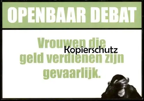 ÄLTERE POSTKARTE VROUWEN DIE GELD VERDIENEN ZIJN GEVAARLIJK FEMINISMUS HUMOR humour Affe ape Ansichtskarte postcard cpa