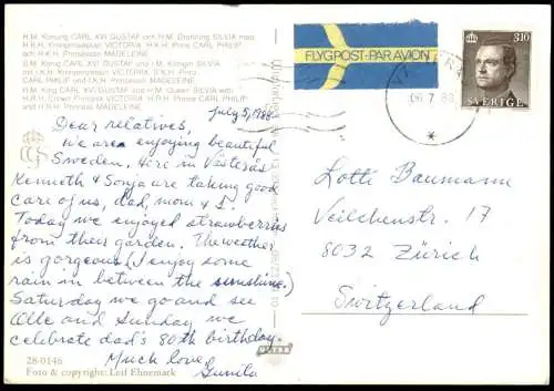 ÄLTERE POSTKARTE KONUNG CARL GUSTAF DROTTNING SILVIA KRONPRINSESSAN VICTORIA KÖNIGSFAMILIE SCHWEDEN ROYAL FAMILY SWEDEN