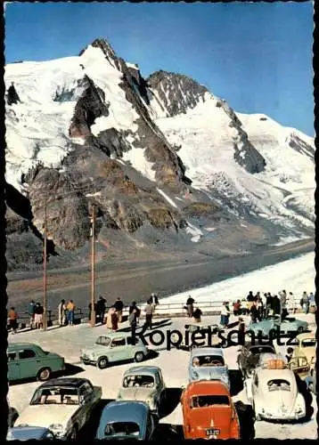 ÄLTERE POSTKARTE GROSSGLOCKNER PARKPLATZ FREIWANDECK VW KÄFER KARMANN GHIA FIAT Ansichtskarte postcard cpa AK