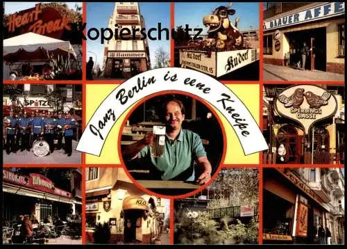 ÄLTERE POSTKARTE JANZ BERLIN IS EENE KNEIPE HAMMER KU'DORF BLAUER AFFE KLO HEART BREAK ZILLEMARKT LEYDICKE postcard cpa