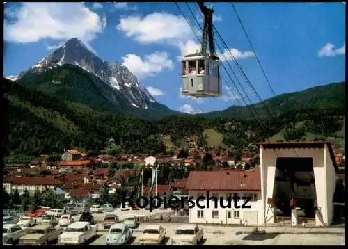 ÄLTERE POSTKARTE MITTENWALD TALSTATION DER KARWENDELBAHN VW KÄFER KARMANN GHIA MERCEDES Ansichtskarte postcard cpa AK
