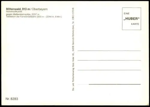 ÄLTERE POSTKARTE MITTENWALD TALSTATION DER KARWENDELBAHN VW KÄFER KARMANN GHIA MERCEDES Ansichtskarte postcard cpa AK