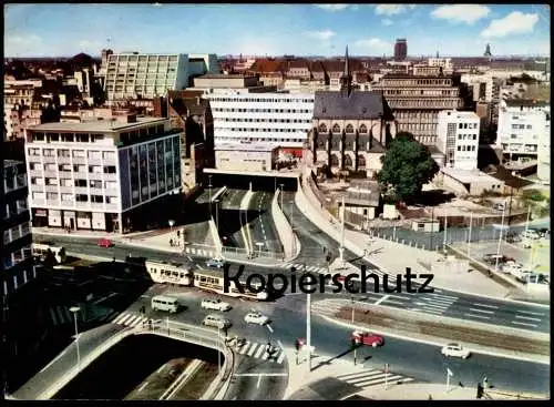 ÄLTERE POSTKARTE KÖLN NEUE NORD-SÜD-STRASSE ECKE CÄCILIENSTRASSE Nord-Süd-Fahrt KVB Strassenbahn VW Käfer Cabrio AK cpa