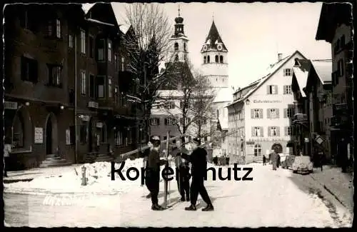 ÄLTERE POSTKARTE KITZBÜHEL 1957 SKIURLAUB SKI SCHNEE WINTER TIEFENBRUNNER GOLDENE GANS AUTOS Ansichtskarte cpa postcard