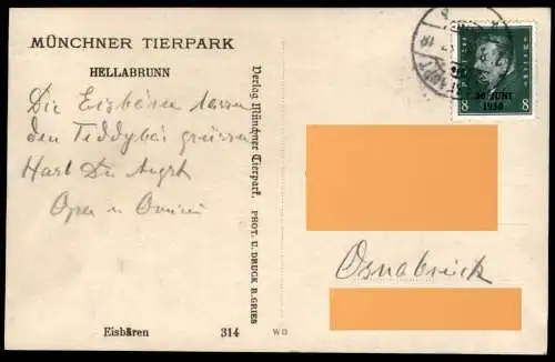 ALTE POSTKARTE EISBÄREN MÜNCHEN MÜNCHNER TIERPARK HELLABRUNN polar bear ours polaire blanc Bären Zoo postcard cpa AK