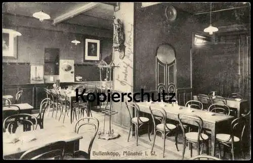 ALTE POSTKARTE MÜNSTER WESTFALEN RESTAURATION KNEIPE BULLENKOPP INNENANSICHT Bullenkopf Ansichtskarte AK postcard cpa