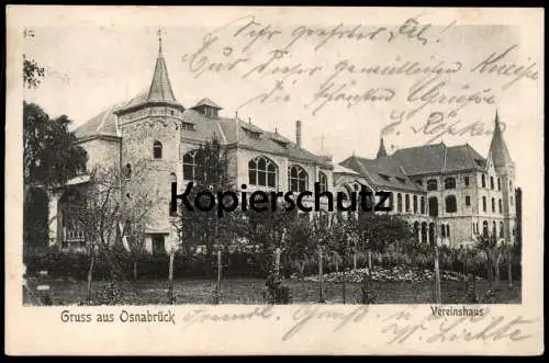 ALTE POSTKARTE GRUSS AUS OSNABRÜCK VEREINSHAUS 1905 Ansichtskarte AK cpa postcard