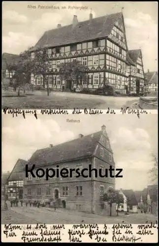 ALTE POSTKARTE NIEHEIM IN WESTFALEN ALTES PATRIZIERHAUS AM RICHTERPLATZ RATHAUS 1908 KREIS HÖXTER Ansichtskarte AK cpa