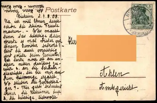 ALTE POSTKARTE NIEHEIM IN WESTFALEN ALTES PATRIZIERHAUS AM RICHTERPLATZ RATHAUS 1908 KREIS HÖXTER Ansichtskarte AK cpa