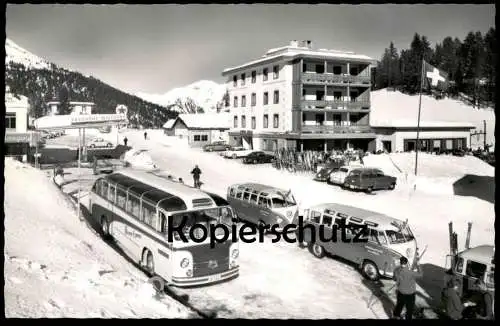 ALTE POSTKARTE DAVOS-WOLFGANG HOTEL KULM FAMILIE KESSLER CALTEX TANKSTELLE SAURER BUS STEYR VW filling station Schweiz