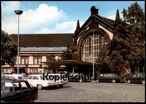 ÄLTERE POSTKARTE OSNABRÜCK HAUPTBAHNHOF TAXI SCHWARZE TAXEN black cab Ansichtskarte postcard cpa AK