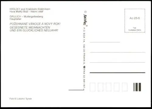 POSTKARTE KRÁLÍKY HORA MATKY BOZI HLAVNI OLTAR GRULICH MUTTERGOTTESBERG ALTAR ceska republika czech republic postcard