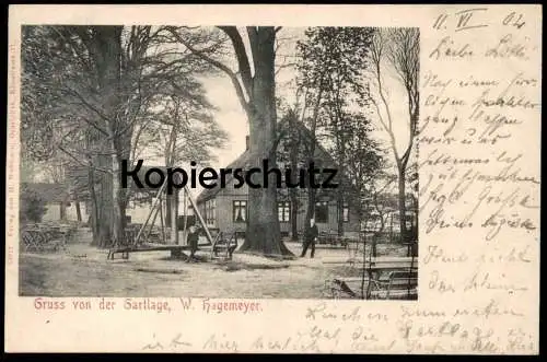 ALTE POSTKARTE OSNABRÜCK GRUSS VON DER GARTLAGE W. HAGEMEYER 1902 SPIELPLATZ SPIELGERÄT Ansichtskarte AK cpa postcard