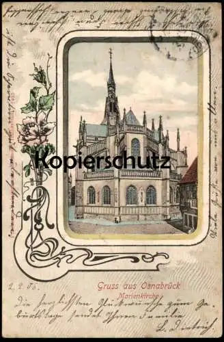 ALTE JUGENDSTIL POSTKARTE GRUSS AUS OSNABRÜCK MARIENKIRCHE 1905 church Ansichtskarte AK cpa postcard