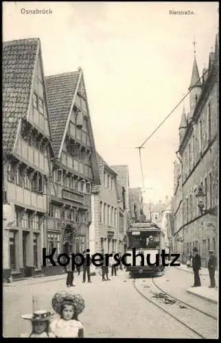 ALTE POSTKARTE OSNABRÜCK BIERSTRASSE MÄDCHEN STRASSENBAHN WAGEN 16 ZIEL HAUPTBAHNHOF Ansichtskarte postcard cpa AK