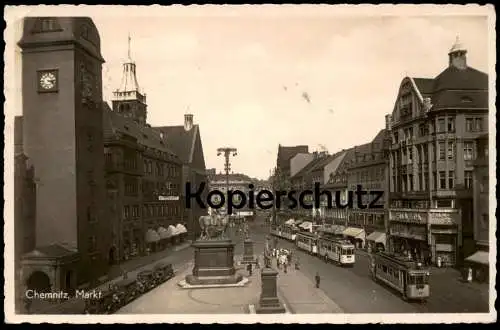 ALTE POSTKARTE CHEMNITZ MARKT FILM-ECK Kino Strassenbahnen Strassenbahn tram tramway Ansichtskarte cpa postcard AK