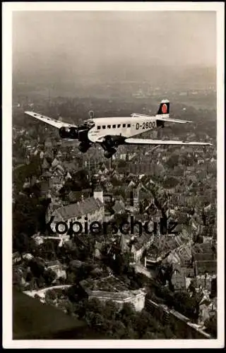 ALTE POSTKARTE NÜRNBERG DER REICHSPARTEITAG DAS FLUGZEUG DES FÜHRERS ÜBER DER BURG LUFTHANSA TANTE JU JUNKERS postcard