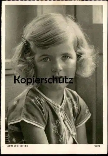 ALTE POSTKARTE ZUM MUTTERTAG MÄDCHEN MIT HAARSPANGE KIND 1937 POPP enfant child girl Ansichtskarte AK cpa postcard