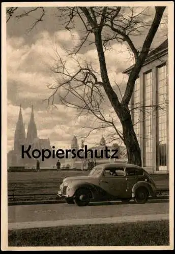 ALTE POSTKARTE FORD TAUNUS KÖLN BLICK VON DEUTZ AUF DEN DOM HAUS DER RHEINISCHEN HEIMAT Auto car postcard Ansichtskarte