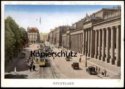 ALTE POSTKARTE STUTTGART KÖNIGSBAU STRASSENBAHN AUTOS Auto car Verkehr tramway Ansichtskarte AK cpa postcard