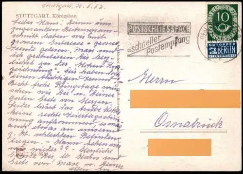 ALTE POSTKARTE STUTTGART KÖNIGSBAU STRASSENBAHN AUTOS Auto car Verkehr tramway Ansichtskarte AK cpa postcard