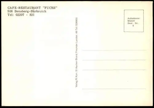 ÄLTERE POSTKARTE BENSBERG BÄRBROICH CAFÉ GASTSTÄTTE FUCHS BERGISCH GLADBACH Ansichtskarte postcard cpa AK
