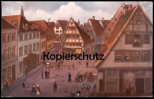ALTE KÜNSTLER POSTKARTE OSNABRÜCK DER NICOLAIORT UM DIE MITTE DES 19. JAHRHUNDERTS Ansichtskarte AK cpa postcard
