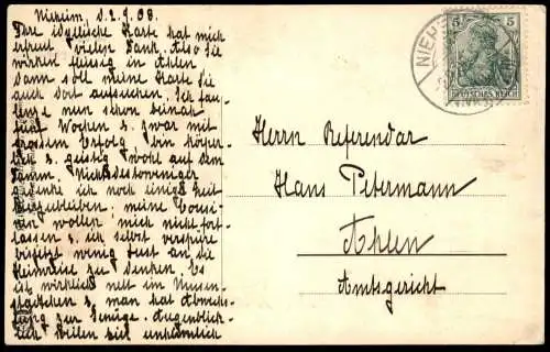 ALTE POSTKARTE NIEHEIM WOHNHAUS FRIEDRICH WILHELM WEBER GLÜCKLICH WER DER WELT GESCHIEDEN DREIZEHNLINDEN Ansichtskarte