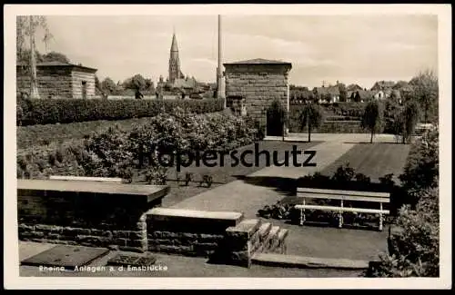 ALTE POSTKARTE RHEINE ANLAGEN AN DER EMSBRÜCKE PARK 1937 Ansichtskarte AK cpa postcard